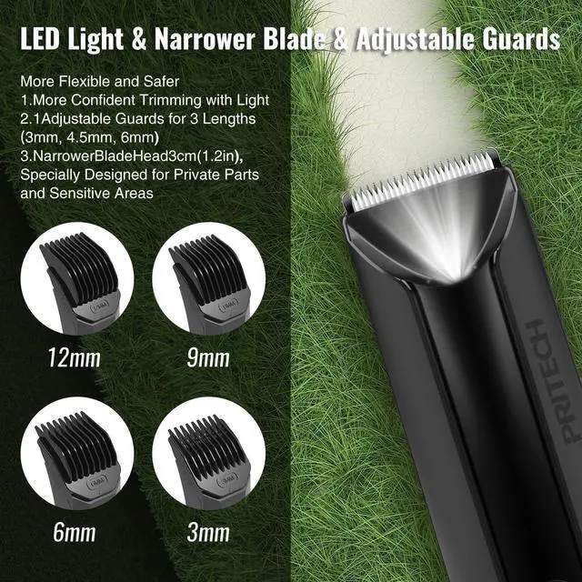 Alt view image 5 of 6 - PRITECH Body Hair Trimmer for Men - Rechargeable Trimmer for Mens with Ceramic Blade, Wet & Dry Mens Ball Trimmer with Standing Recharge Dock, Cordless Groin Hair Trimmer for Men