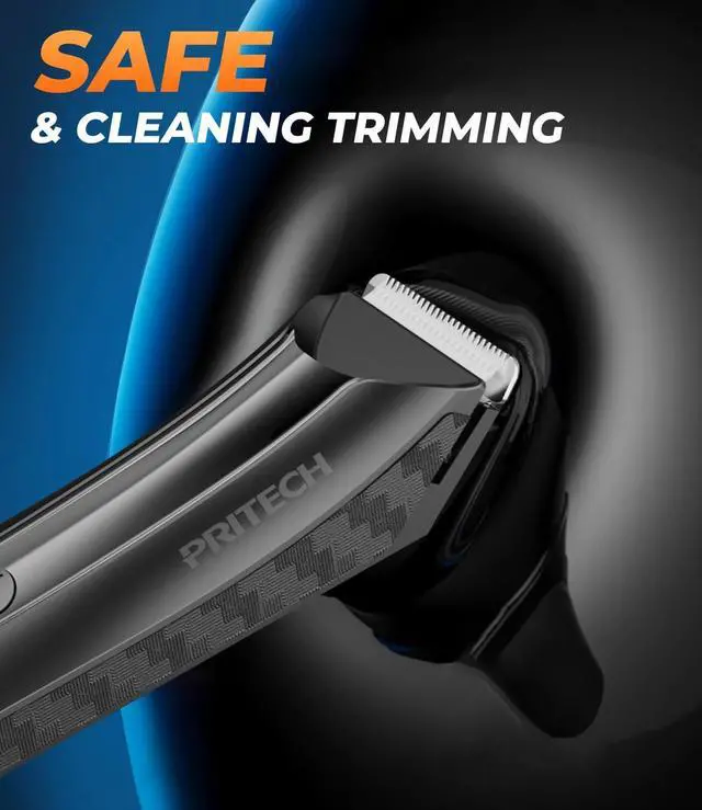 Alt view image 4 of 6 - PRITECH Body Hair Trimmer for Men - Rechargeable Trimmer for Mens with Ceramic Blade, Wet & Dry Mens Ball Trimmer with Standing Recharge Dock, Cordless Groin Hair Trimmer for Men