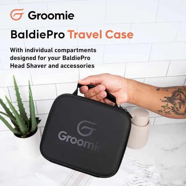 Alt view image 2 of 6 - Groomie Travel Case for BaldiePro Electric Head Shaver for Men - Sleek Hard Case for Shaving Kit - Portable On-the-Go Accessory for Head Shaver & Grooming Accessories