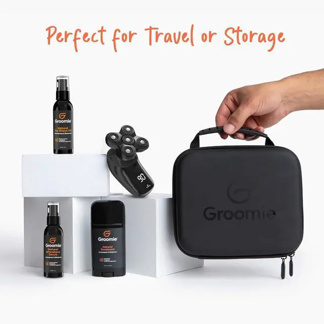 Alt view image 4 of 6 - Groomie Travel Case for BaldiePro Electric Head Shaver for Men - Sleek Hard Case for Shaving Kit - Portable On-the-Go Accessory for Head Shaver & Grooming Accessories