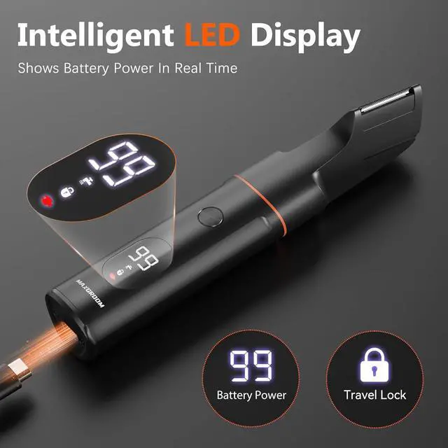 Alt view image 4 of 7 - Manscape Body Hair Trimmer for Men, Waterproof Pubic, Groin & Ball Shaver, No-Nick Mens Grooming Kit with LED Display, Type-C USB Rechargeable, Guide Comb & Travel Lock