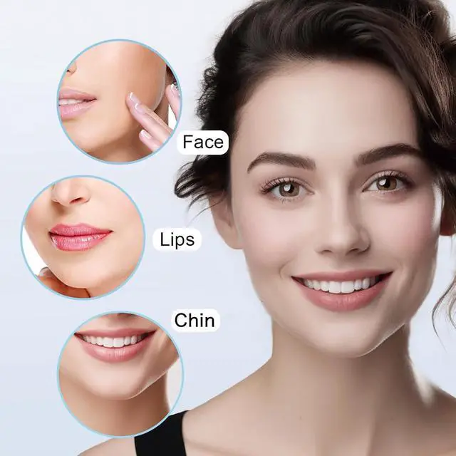 Alt view image 4 of 7 - Facial Hair Removal for Women, Painless Hair Removal Device Lady Face Electric Razor for Lip, Chin,arms with USB Rechargeable Included 2 pc Replacement Heads