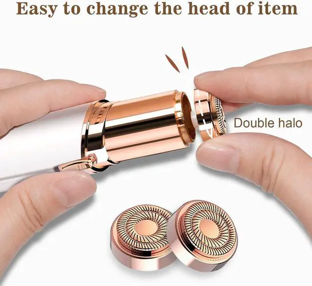 Alt view image 3 of 7 - Facial Hair Removal for Women, Painless Hair Removal Device Lady Face Electric Razor for Lip, Chin,arms with USB Rechargeable Included 2 pc Replacement Heads