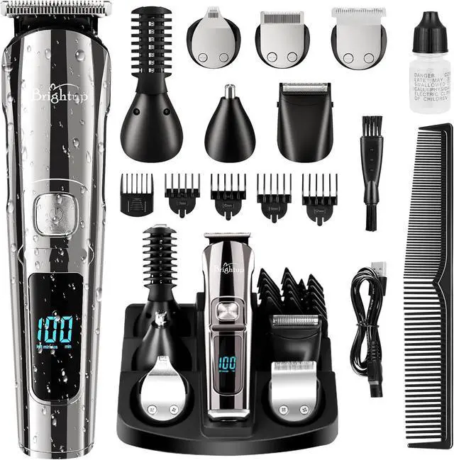 Main image of Brightup Beard Trimmer for Men - Electric Razor & Shaver, Cordless Hair Clippers Trimmers Set, IPX7 Waterproof Mens Grooming Kit for Shaving Face, Mustache, Body, Ear, Nose Hair Trimmer, Gifts for Men