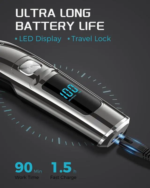 Alt view image 4 of 7 - Brightup Beard Trimmer for Men - Electric Razor & Shaver, Cordless Hair Clippers Trimmers Set, IPX7 Waterproof Mens Grooming Kit for Shaving Face, Mustache, Body, Ear, Nose Hair Trimmer, Gifts for Men