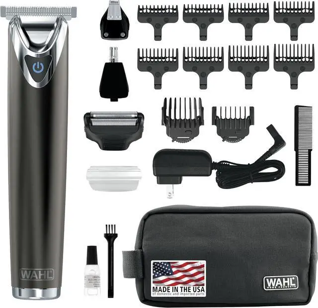 Main image of Wahl Stainless Steel Lithium Ion 2.0+ Slate Beard Trimmer for Men - Electric Shaver, Nose Ear Trimmer, Rechargeable All in One Men's Grooming Kit - Model 9864