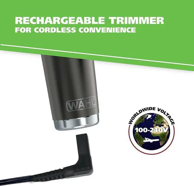 Alt view image 6 of 7 - Wahl Stainless Steel Lithium Ion 2.0+ Slate Beard Trimmer for Men - Electric Shaver, Nose Ear Trimmer, Rechargeable All in One Men's Grooming Kit - Model 9864