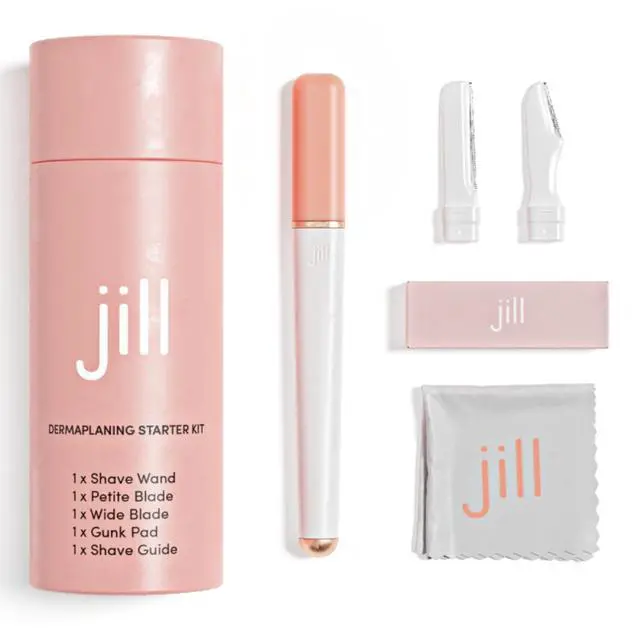 Main image of Jill Dermaplane Razor Trial Kit | Facial Hair Removal Dermaplaning Kit Includes 1 Shave Wand, 2 Dermaplane Razors & Cleaning Cloth | Pre-Shave Magic Spray & Wipes Not Included