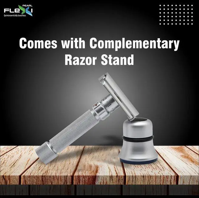 Alt view image 2 of 7 - Pearl Flexi Adjustable Safety Razor Version V12 - Reusable Metal Razor made of 100% Brass | Eco Friendly Double Edge Razor for Men | Men's Shaving Razor for best Father's Day Gift