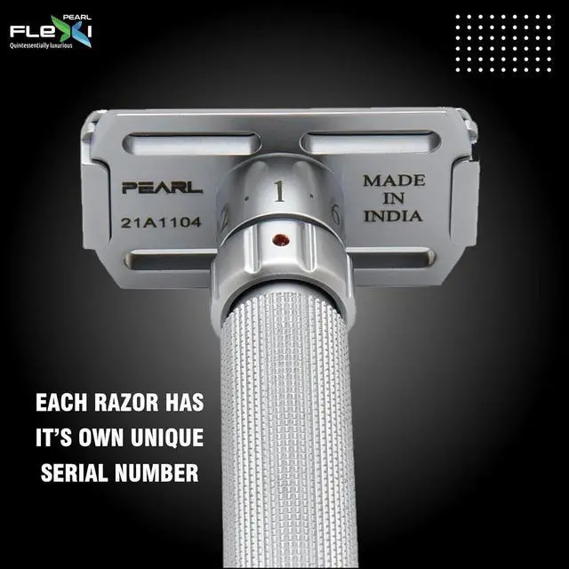 Alt view image 5 of 7 - Pearl Flexi Adjustable Safety Razor Version V12 - Reusable Metal Razor made of 100% Brass | Eco Friendly Double Edge Razor for Men | Men's Shaving Razor for best Father's Day Gift