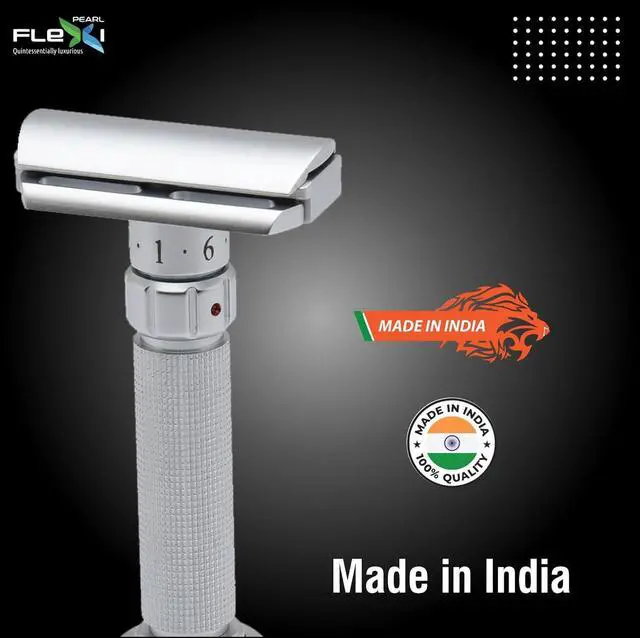 Alt view image 7 of 7 - Pearl Flexi Adjustable Safety Razor Version V12 - Reusable Metal Razor made of 100% Brass | Eco Friendly Double Edge Razor for Men | Men's Shaving Razor for best Father's Day Gift