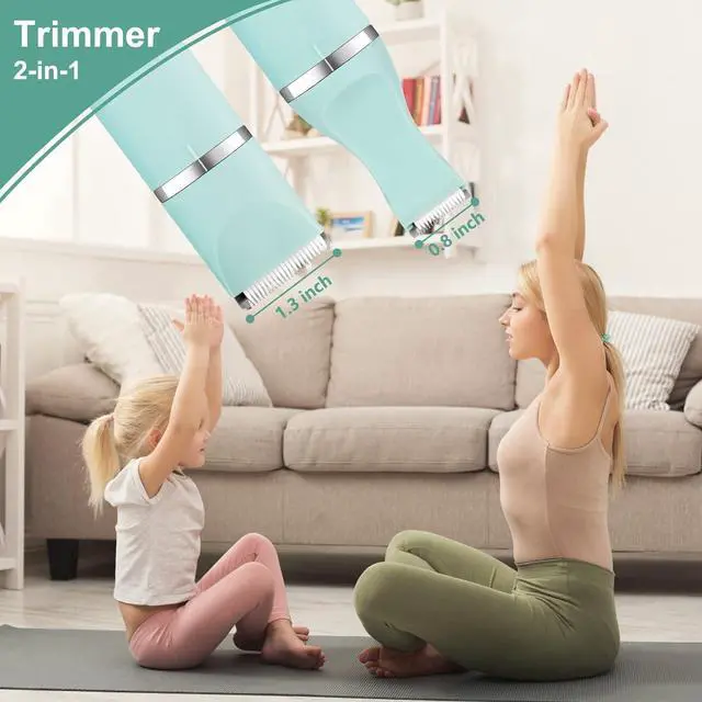 Alt view image 6 of 7 - Bikini Trimmer for Women, Electric Razors for Women, IPX7 Waterproof&Easy Cleaning, Ceramic Blade,Rechargeable Pubic Hair Trimmer Womens,Green