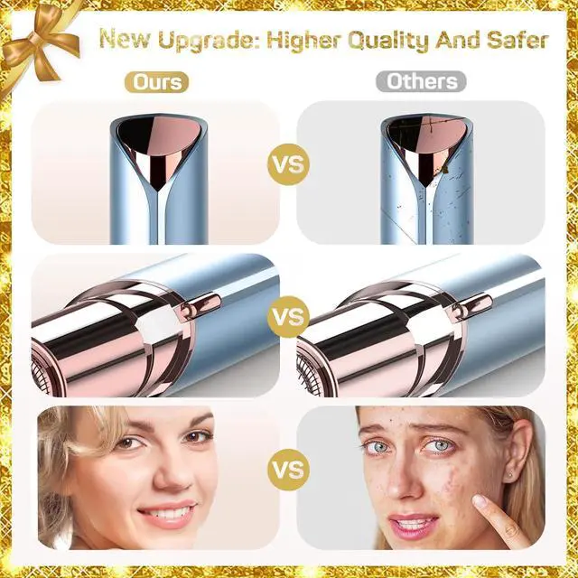 Alt view image 7 of 7 - Gurelax Hair Remover for Women, Hair Removal Device, Facial Hair Removal for Women, Best Touch Face Shaver As Christmas Gift, Electric Upper Lip/Mustache Hair Remover, Included 2 x Replacement Heads