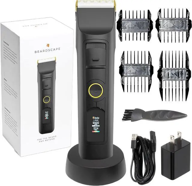 Main image of Brio Beardscape V2 Beard Trimmer for Men Professional with Low Friction Ceramic Blade, Cordless Professional Hair Trimmer for Barbers with 4 Hrs of Long Battery Timing, Ideal for Beard & Body (Black)