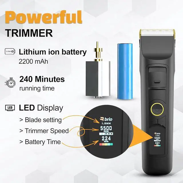 Alt view image 5 of 7 - Brio Beardscape V2 Beard Trimmer for Men Professional with Low Friction Ceramic Blade, Cordless Professional Hair Trimmer for Barbers with 4 Hrs of Long Battery Timing, Ideal for Beard & Body (Black)