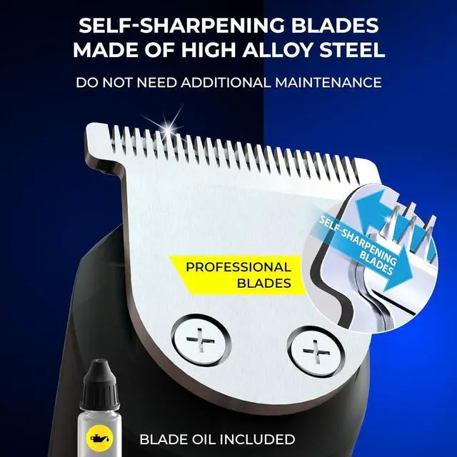 Alt view image 2 of 7 - 11-in-1 Men's Beard and Mustache Electric Trimmer Kit, Cordless Body and Nose Hair Razors, Set of Beard Clippers, USB Rechargeable Battery, Shaver for Men, Lifetime Self-Sharp Blades