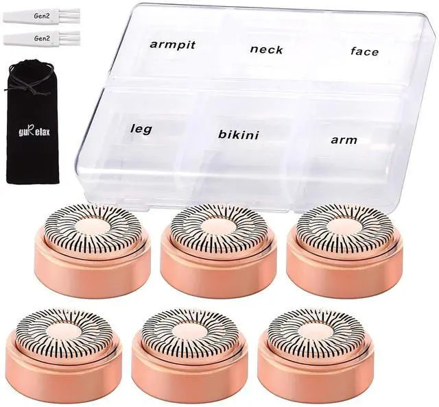 Main image of Replacement Heads for Flawless Hair Remover Gen 2, 18k Gold Facial Hair Remover Replacement Head with Compartment Storage Box, Women Painless Replacement Blades fit Finishing Touch Flawless