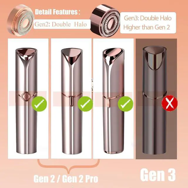 Alt view image 3 of 7 - Replacement Heads for Flawless Hair Remover Gen 2, 18k Gold Facial Hair Remover Replacement Head with Compartment Storage Box, Women Painless Replacement Blades fit Finishing Touch Flawless