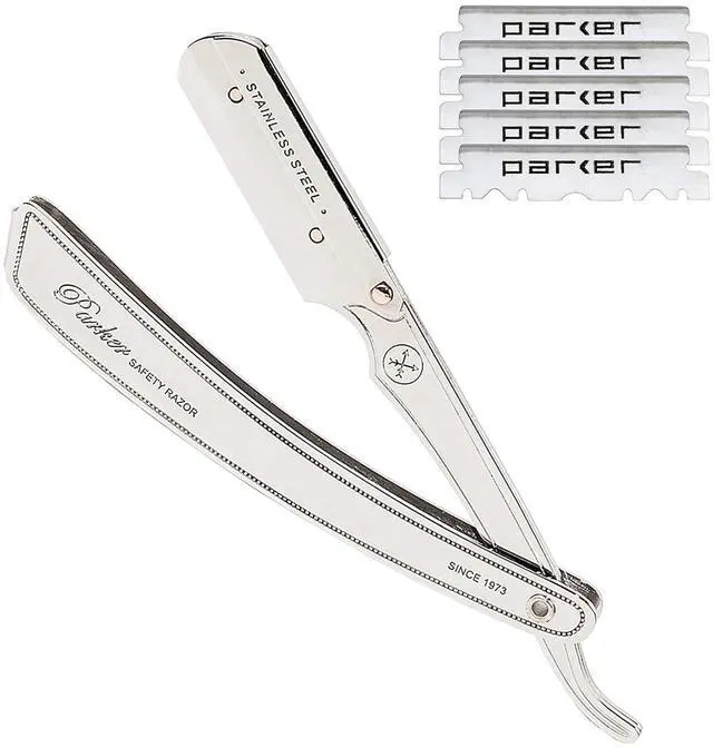 Main image of Parker SRX Straight Razor  All Stainless Steel Barber Razor with Clip-Type Blade Holder for Disposable Blades  Ideal for Precision Wet Shaving at Home or Barbershop  Iconic Brand