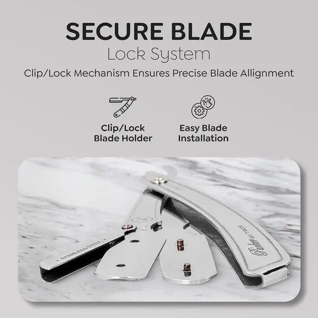 Alt view image 6 of 7 - Parker SRX Straight Razor  All Stainless Steel Barber Razor with Clip-Type Blade Holder for Disposable Blades  Ideal for Precision Wet Shaving at Home or Barbershop  Iconic Brand