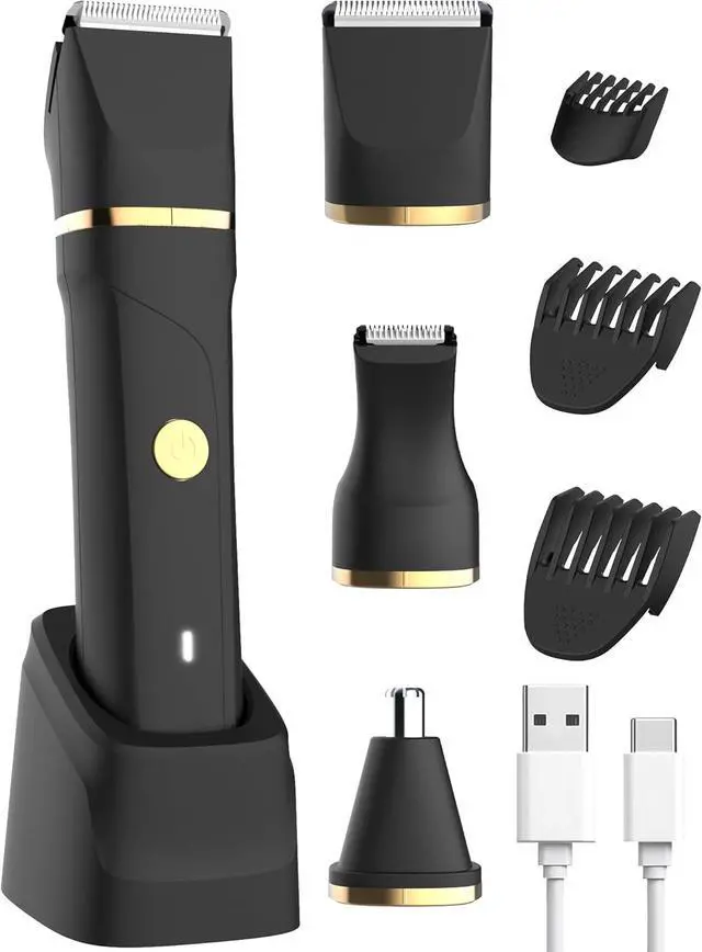 Main image of AREYZIN Body Hair Trimmer Men Painless Body Groomer & Ball Trimmer Men,3 in 1 Pubic Hair Trimmer,USB Recharge Dock,Replaceable Ceramic Blade Heads,IPX7,Mens Grooming Kits,Black