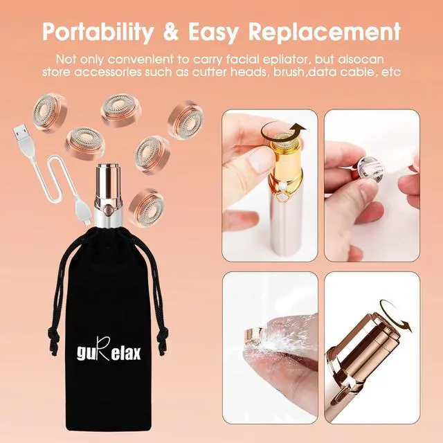 Alt view image 6 of 7 - Replacement Heads for Flawless Hair Remover Gen 2, 18k Gold Facial Hair Remover Replacement Head with Compartment Storage Box, Women Painless Replacement Blades fit Finishing Touch Flawless