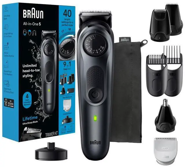 Main image of Braun All-in-One Style Kit Series 5 5490, 9-in-1 Trimmer for Men with Beard Trimmer, Body Trimmer for Manscaping, Hair Clippers & More, Ultra-Sharp Blade, 40 Length Settings, Waterproof