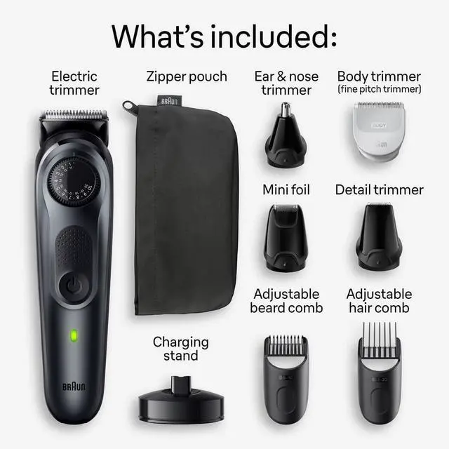 Alt view image 2 of 7 - Braun All-in-One Style Kit Series 5 5490, 9-in-1 Trimmer for Men with Beard Trimmer, Body Trimmer for Manscaping, Hair Clippers & More, Ultra-Sharp Blade, 40 Length Settings, Waterproof