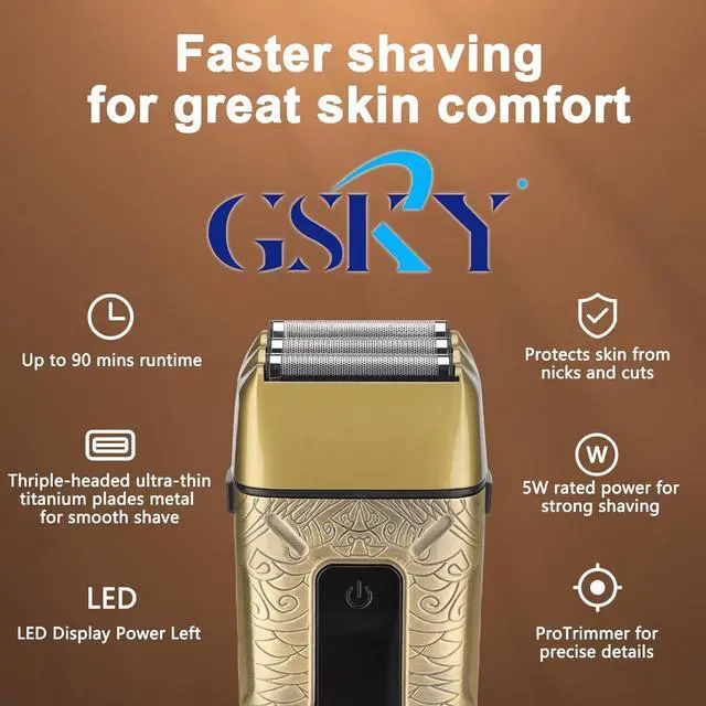 Alt view image 3 of 6 - GSKY Professional Hair Clippers, Beard Trimmer for Men Electric Razor, Clippers and Trimmers Set Shavers for Men, Barber Clippers Hair Cutting Kit