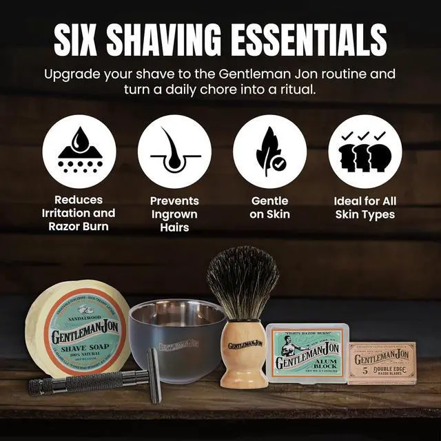 Alt view image 2 of 7 - Safety Razor Shaving Kit | Vintage Wet Shave Grooming Set for Men - Includes: Safety Razor, Hair Shaving Brush, Alum Block, Shave Soap, Bowl & Double Edge Razor Blades