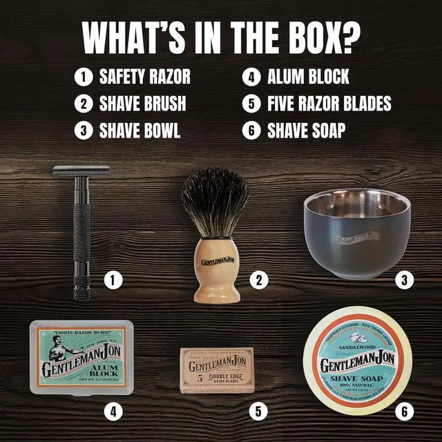 Alt view image 3 of 7 - Safety Razor Shaving Kit | Vintage Wet Shave Grooming Set for Men - Includes: Safety Razor, Hair Shaving Brush, Alum Block, Shave Soap, Bowl & Double Edge Razor Blades