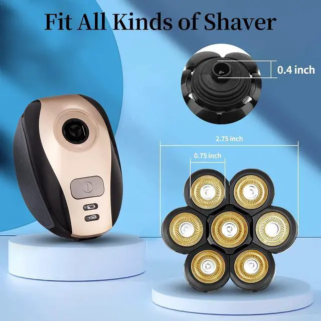 Alt view image 2 of 6 - Vsmooth Electric Shaver Replacement Head - Shavers for Bald Men Replaceable Head - Waterproof Blades for Men Replacement Shaving Heads - Wet & Dry Electric Razor Floating Replacement Blade Head