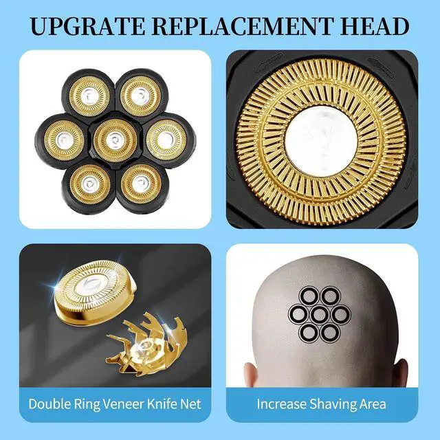 Alt view image 3 of 6 - Vsmooth Electric Shaver Replacement Head - Shavers for Bald Men Replaceable Head - Waterproof Blades for Men Replacement Shaving Heads - Wet & Dry Electric Razor Floating Replacement Blade Head