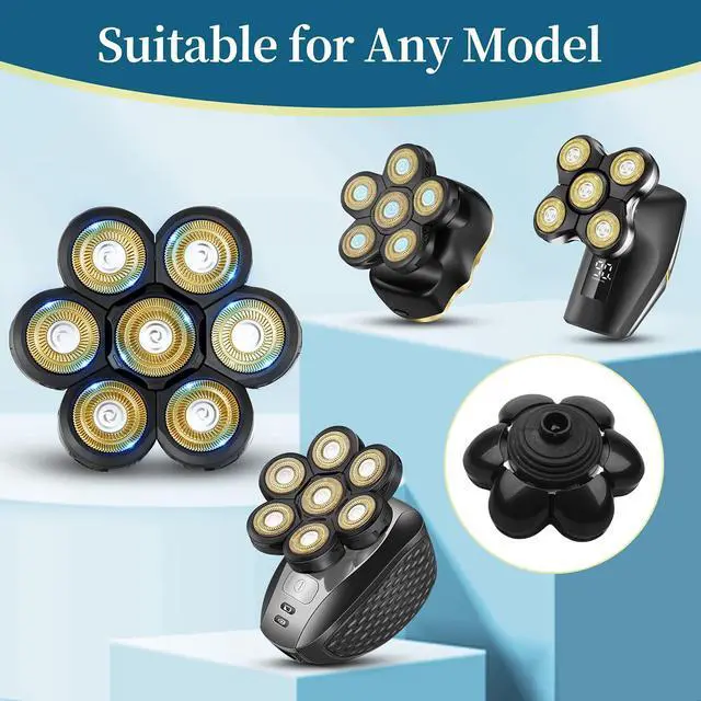Alt view image 6 of 6 - Vsmooth Electric Shaver Replacement Head - Shavers for Bald Men Replaceable Head - Waterproof Blades for Men Replacement Shaving Heads - Wet & Dry Electric Razor Floating Replacement Blade Head