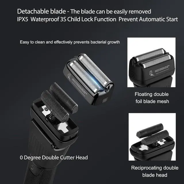 Alt view image 4 of 7 - Professional Hair Clippers for Men - Cordless Beard Trimmer Electric Razor Foil Shavers, Barber Clippers Hair Trimmer Rechargeable Hair Grooming Kit, LCD Display, Gifts for Men (Black)