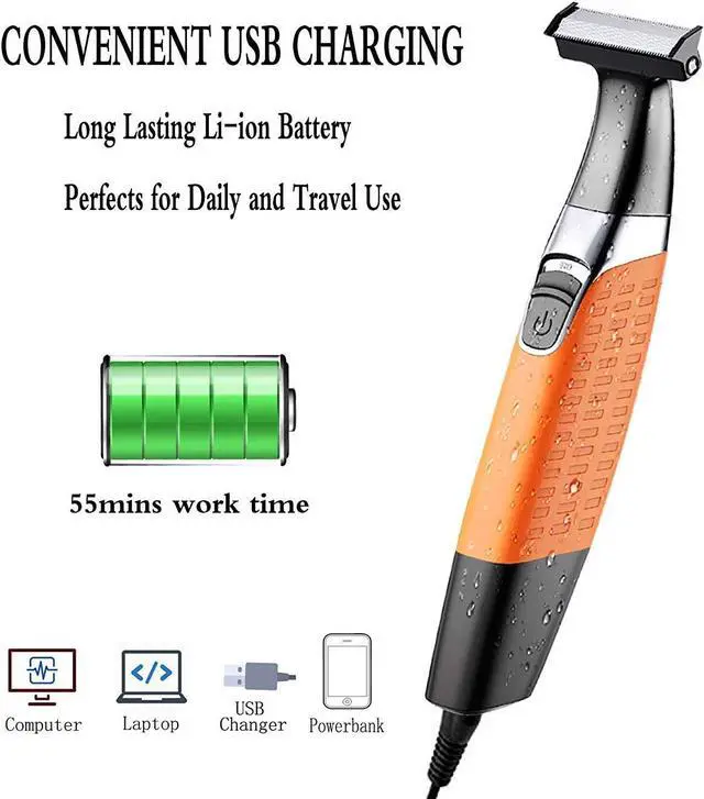 Alt view image 5 of 7 - Electric Razor, Beard Trimmer Men, Waterproof Beard Grooming,Cordless USB Rechargeable Body Groomer and Hair Remover for Eyebrow, Beard Facial& Body Hair for Men and Women