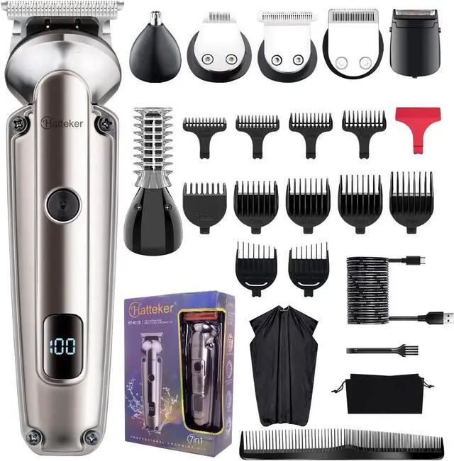 Main image of Hatteker Beard Trimmer for Men, Waterproof Hair Trimmer Electric Razor, Cordless Hair Clippers Shavers for Men, Shaving Kit for Nose Mustache Body Facial, Beard Grooming Kit Fathers Gifts for Dad