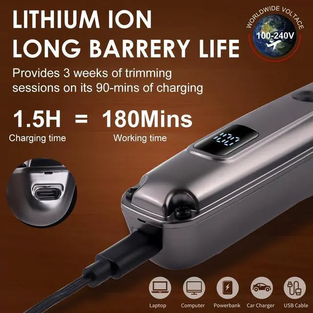 Alt view image 4 of 7 - Hatteker Beard Trimmer for Men, Waterproof Hair Trimmer Electric Razor, Cordless Hair Clippers Shavers for Men, Shaving Kit for Nose Mustache Body Facial, Beard Grooming Kit Fathers Gifts for Dad