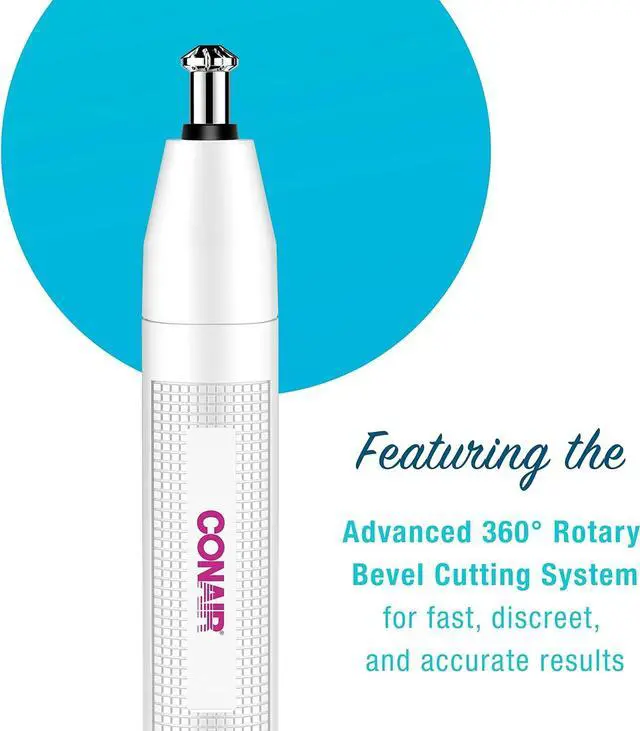 Alt view image 2 of 7 - Conair Ear and Nose Hair Trimmer for Women, Cordless Battery-Powered, Patent 360 Bevel Blade for No Pull, No Snag Trimming Experience, True Glow by Conair