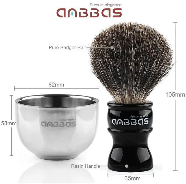 Alt view image 4 of 7 - Anbbas Black Badger Hair Shaving Brush Resin Handle and Acrylic Thicken Shaving Stand,Stainless Steel Shaving Bowl and Goat Milk Soap 4in1 Gift Set for Men Wet Shave