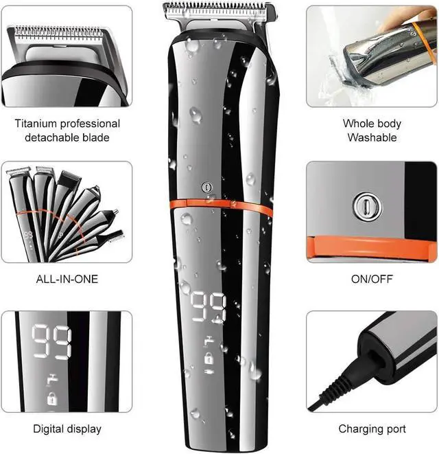 Alt view image 4 of 7 - SURKER Beard Trimmer for Men Hair Clippers Body Mustache Nose Hair Groomer Cordless Precision Trimmer 6 in 1 Grooming Kit Waterproof USB Rechargeable