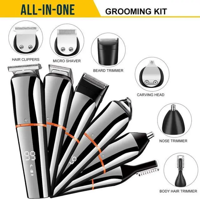Alt view image 3 of 7 - SURKER Beard Trimmer for Men Hair Clippers Body Mustache Nose Hair Groomer Cordless Precision Trimmer 6 in 1 Grooming Kit Waterproof USB Rechargeable