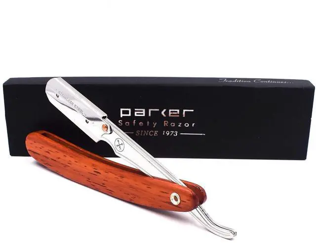 Alt view image 4 of 6 - Parker SRRW Professional Shavette Razor - Rosewood Handle, Stainless Steel Arm & Clip Lock System for Secure Blade Fit, 5 Blades Included