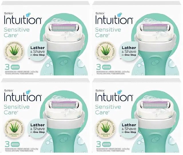 Main image of Schick Intuition Sensitive(Aloe) Renewing Moisture Women Razor Refill Cartridges, 12 count(4Pack), New Version 2022