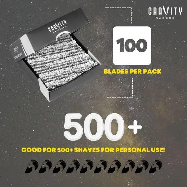Alt view image 2 of 7 - Premium Single Edge Razor Blades - Swedish Steel Razor Blades for Safety Razors and Straight Edge Razors, by GRAVITY RAZORS (100 Count, 3-Pack)