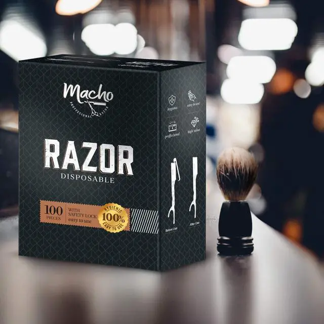 Alt view image 2 of 7 - Professional Straight Razors for Men - 100 pcs. Disposable Straight Edge Razors with Stainless Steel Blade and Guard - Essential Barber Accessories for Close Shaving and Grooming by Better Barber