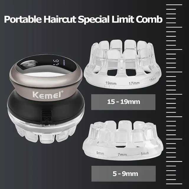 Alt view image 4 of 7 - KEMEI Professional Hair Clippers for Men, Automatic Circular Hair Trimmer, Cordless Self-Haircut Kit with LED Display, KM-887 Silvery
