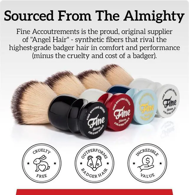 Alt view image 5 of 6 - Mr. Fine Better Than Badger Shaving Brush, Ultra-Soft Synthetic Angel Hair Bristles for Mens Wet Shaving, Easy Lather & Smooth Glide, Ergonomic Handle, White