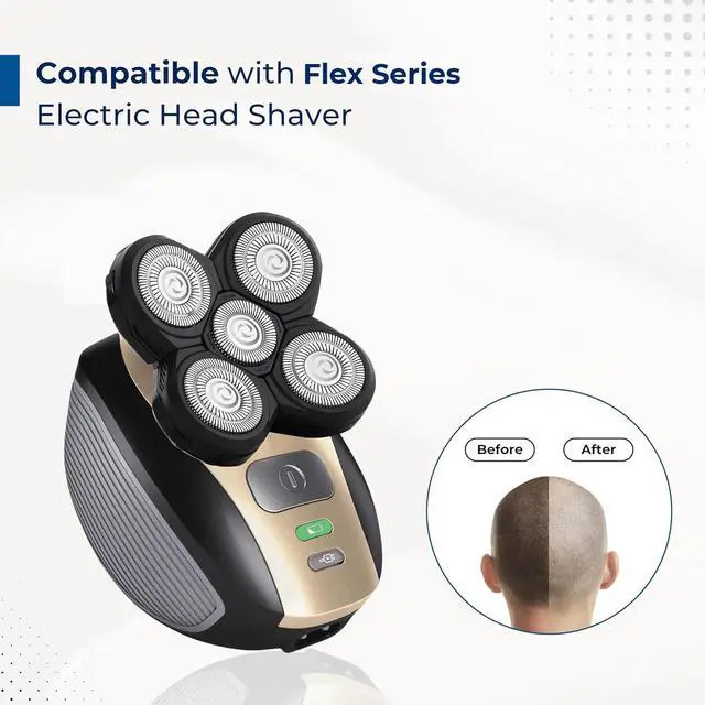 Alt view image 2 of 6 - 3 Pack Shaver Replacement Blades Compatible with Freedom Head Shaver Kit, 5 Blades Shaver Replacement Heads for Head Shavers for Bald Men, Replacement Blades for Head Electric Razor Shaving, 3 Brush