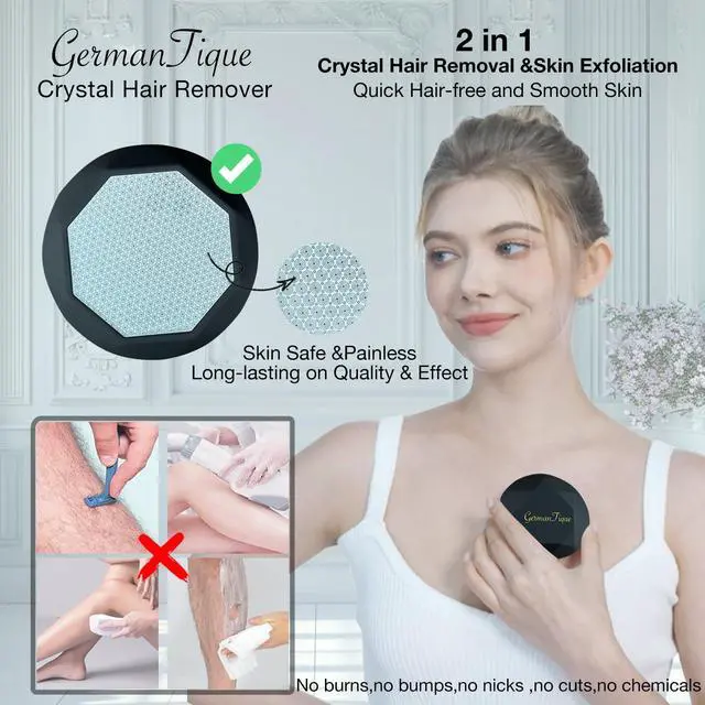 Alt view image 3 of 6 - Crystal Hair Eraser,Upgraded Crystal Hair Remover Diamond,Painless and Effective Nano Glass Hair Removal Stone and Skin Exfoliation,Natural Epilator for Women and Men(Black)